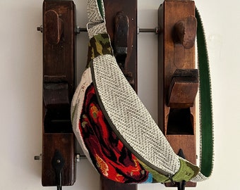 Cross over body bag, using a section of a tapestry picture