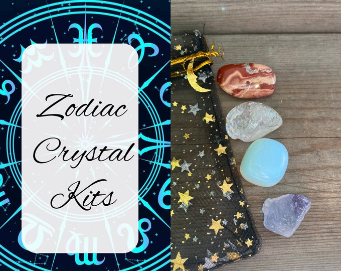 Zodiac Crystal Kits | Healing Stones, Chakra Healing, Aries Crystal Kit, Leo Crystal Kit, Crystal Shop, Raw Crystals, Tumble Crystals,
