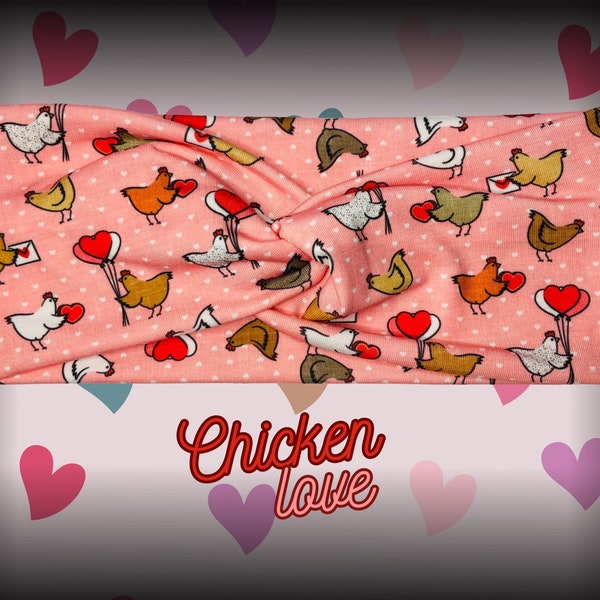 Chicken love headband, chicken hearts, pink headband, farm headband, nurse headband