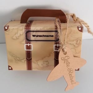 Geldgeschenkverpackung Verpackung Geld Geldgeschenk Köfferchen Zuschuss Reisekasse Urlaubsgeld Geburtstag Jugendweihe Weihnachten WUNSCHNAME