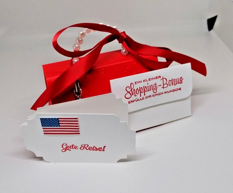 USA Amerika Geldgeschenkverpackung Handtasche Shopping-Täschchen Charm Urlaubs Reisekasse au paire Glückwunschkarte Verpackung Geld Bild 2