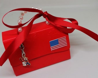 USA Amerika Geldgeschenkverpackung Handtasche Shopping-Täschchen Charm Urlaubs Reisekasse au paire Glückwunschkarte Verpackung Geld