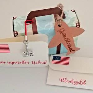 ALLE ANLÄSSE Geldgeschenkverpackung Papierköfferchen New York USA Amerika " Urlaubsgeld " Geburtstag Jugendweihe Hochzeit Weihnachten usw.