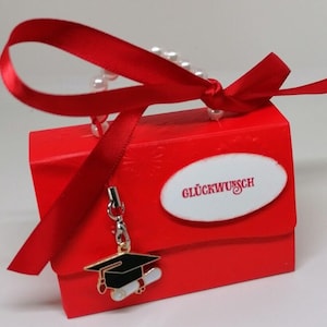 DIPLOM Geldgeschenkverpackung mit Anhänger Doktorhut + Zahl 2024 / 2025 AUSWÄHLBAR Handtasche Shopping-Täschchen Abitur Bachelor Master