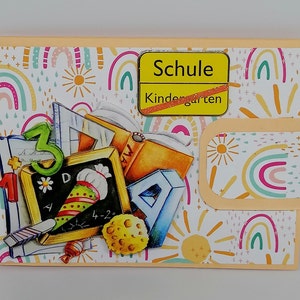 Geldgeschenk Verpackung Karte Zur Einschulung Zum Schulanfang 1. Schultag Geldbörse  Gutscheinkarte  Glückwunschkarte  (S5