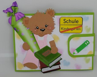 Geldgeschenk Verpackung Karte Zur Einschulung Zum Schulanfang 1. Schultag Geldbörse  Gutscheinkarte  Glückwunschkarte  (S11