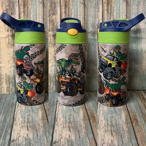 Dinosaur Monster Truck Kids Tumbler