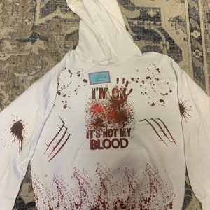 Sweat à Capuche Halloween – Message Humoristique – Ne T'Inquiète Pas Ce N'est Pas Mon Sang – Cadeau Déguisement - 5