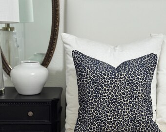 Blue Leopard Chenille Pillow Cover ( one sided)