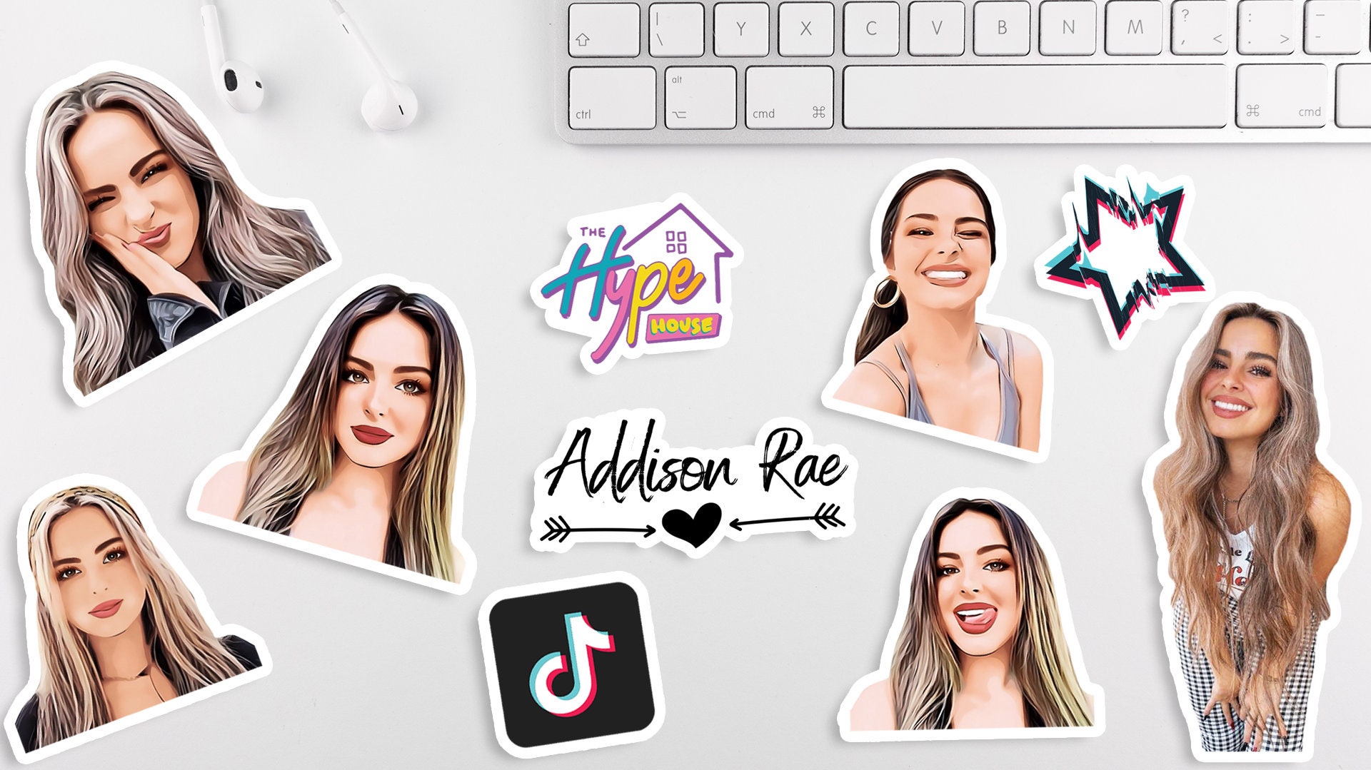Addison Rae Tiktok Glossy Sticker Pack 10 Addison Rae Stickers Sunrae ...