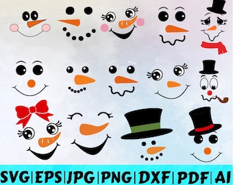 Snowman Face Svg / Christmas Snowman Svg / Christmas Svg / Winter Svg / Cute Snowman Svg / Snowman Faces Svg / Instant Download /