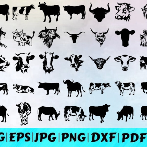 Cow Svg / Cute Cow Svg / Farm Animal Svg / Cow Head Svg / Farm Svg / Heifer Svg / Cow Face Clipart / Instant Download /