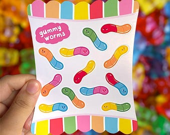 Gusanos de goma / Hoja de pegatinas Kawaii