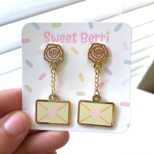 Pendientes de carta de amor / Pendientes colgantes Kawaii