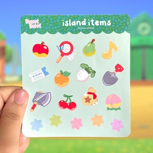 Hoja de pegatinas de elementos de la isla / Pegatinas kawaii