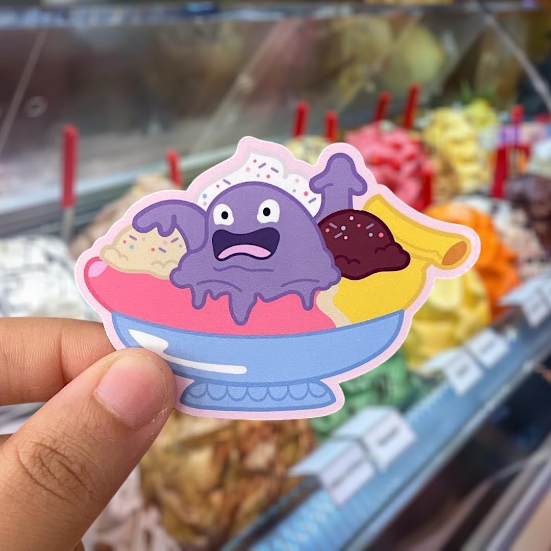 Ice Muk Sundae | Kawaii Die Cut Sticker - Etsy