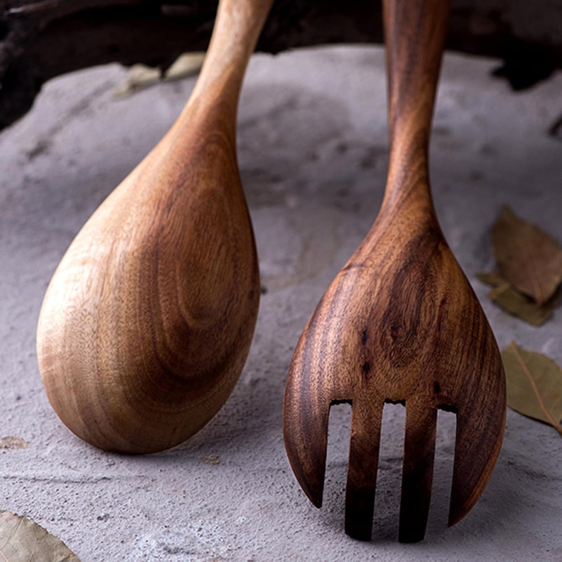 Wooden Salad Spoon and Fork Set Salad Servers Wood Salad Etsy