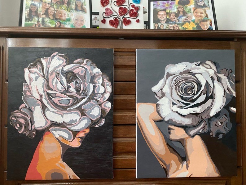 10 Designs Flower Head Woman Paint By Numbers Kit DIY Head Etsy