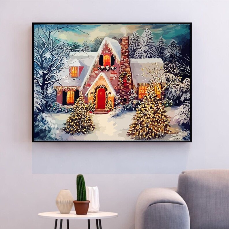 Christmas Paint By Numbers Kit Wall Art Christmas Gift Etsy