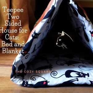 Teepee|Casa de duas faces para gatos|Cama e cobertor