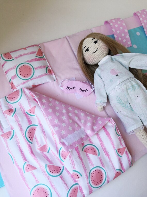 Doll bed Dollhouse textile doll doll bed bedding Etsy
