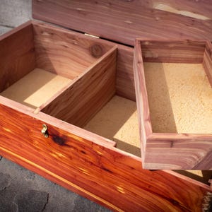 Large - Eastern Red Cedar Wood Ceremony Feather Box W/ Deer Bone Handle, Aromatic Smoked Leather Bottom, & Tray / Insert