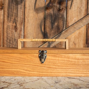 White Oak Ceremony Feather Box W/ Smoked Leather Wrapped Handle & White Oak Insert Tray