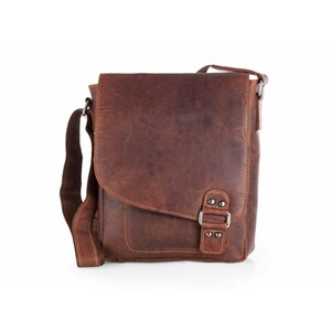 Sac messager en cuir Greenwood pour homme, petit messager marron, sac à main, sac à bandoulière femme, sac à rabat - cuir Vintage