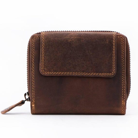 Greenwood Leather Ladies Wallet, Vintage RFID Protected Coin Purse