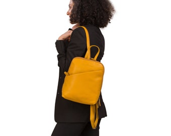 Leather Women's Backpack Claire - Yellow