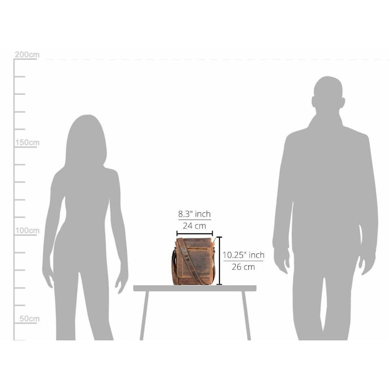 May include: A brown leather crossbody bag with a flap closure and adjustable strap. The bag measures 8.3 inches by 10.25 inches.