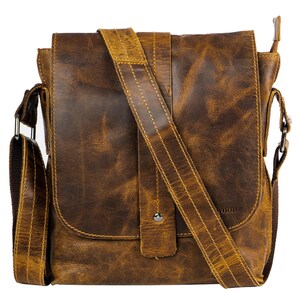 Sac à bandoulière en cuir pour homme et femme - Sac pour femme - Petit sac cartable - Sac en cuir pour femme - Sac en cuir unisexe - Sac messager A5
