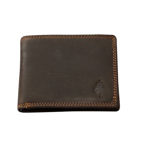 Greenwood Mens wallet - RFID Leather Wallet - Vintage Brown - Cash and Coin Holder - Card Case - Bi-Fold - Slim Wallet - Men Leather Wallet