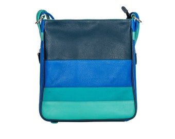 Leather Multicolor Backpack Mae - Blue