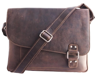 Leather Messenger bag - Vintage shoulder bag Unisex - Laptop Bag 13" - Bags for Laptops - Leather Messenger Bags