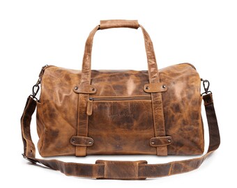 Leather Overnight Duffle Bag Munich - Camel