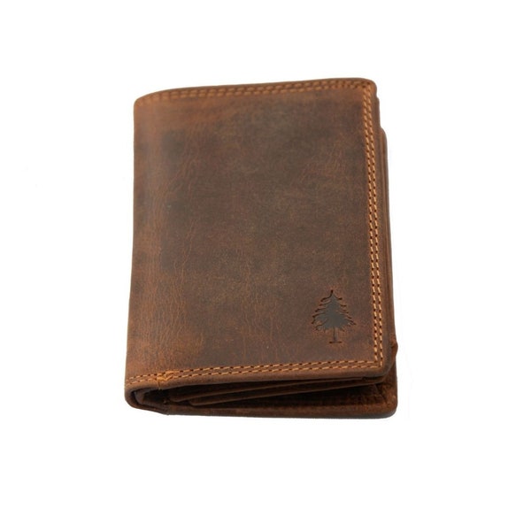 Greenwood Mens wallet - RFID Leather Wallet - Vintage Brown - Cash and Coin Holder - Card Case - Bi-Fold - Slim Wallet - Men Leather Wallet