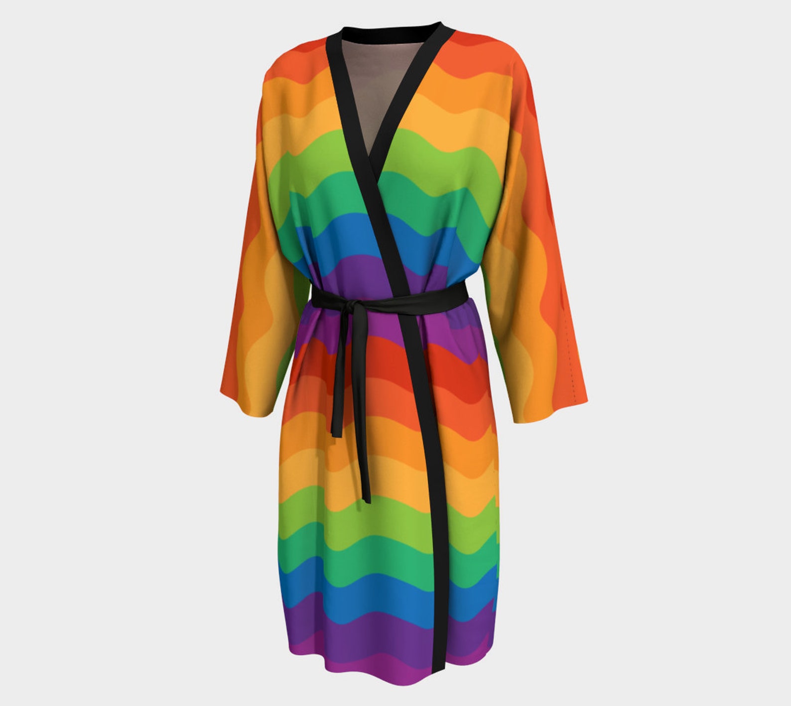 Rainbow Wave Robe Unisex Peachskin Jersey Robe Rainbow Etsy