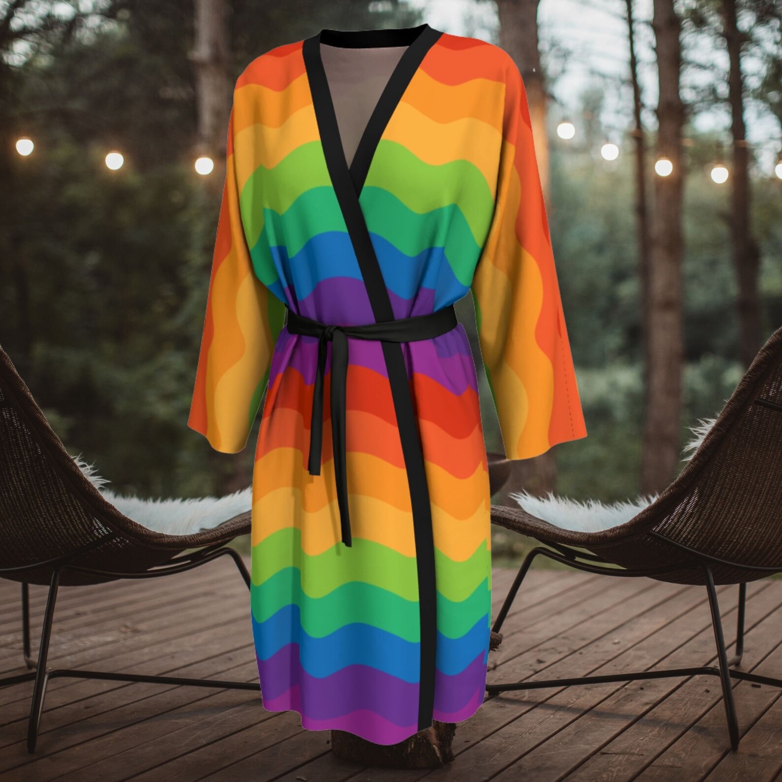 Rainbow Wave Robe Unisex Peachskin Jersey Robe Rainbow Etsy