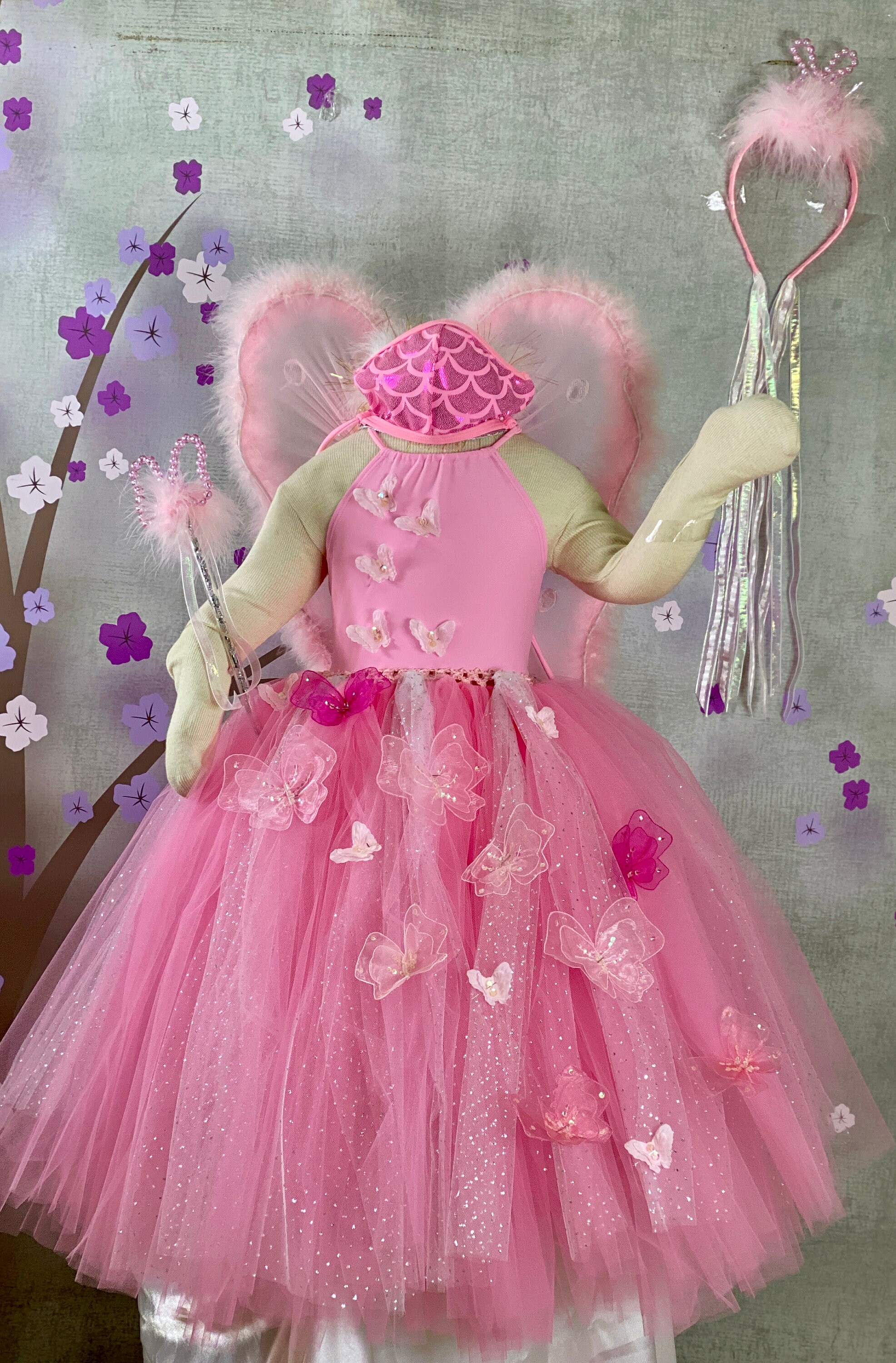 Pink Butterfly Dress Girls Tutu Dress Tulle Gown Pageant Etsy