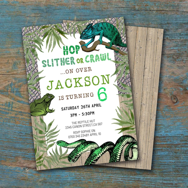 Reptile Instant Download Birthday Party Invitation, Animal Encounter Birthday Invite, Reptile Amphibian Birthday Party, Herpetology Party