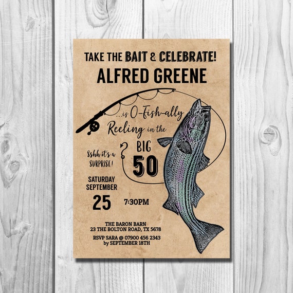 Fishing Birthday Party Invitation, Take the Bait and Celebrate