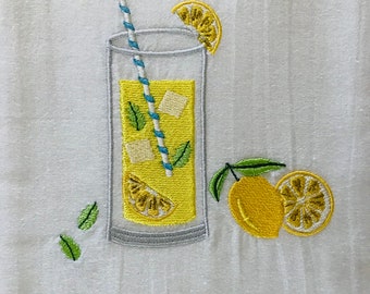 Lemonade Glass Machine Embroidery Design | 5x7 Hoop (Instant Download)