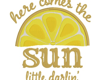Lemon Sunshine Machine Embroidery Design – 5x7 Hoop (Instant Download)