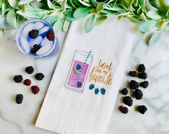 Gin Cocktail Glass Machine Embroidery Design | Blackberry (Instant Download)