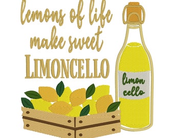 Limoncello Machine Embroidery Design | Lemon Lover (Instant Download)
