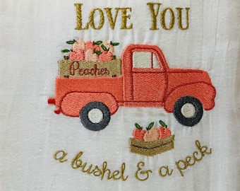 Peach Truck Machine Embroidery Design | Farmhouse Kitchen (Instant Download)