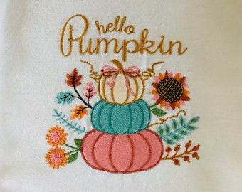 Floral Stacked Pumpkin Machine Embroidery Design (Digital Download)