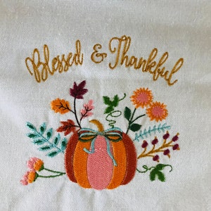 Floral Pumpkin Embroidery | Fall Leaves | Thankful | Pumpkin Embroidery Design |  Instant Download | Fall Embroidery | Autumn Embroidery