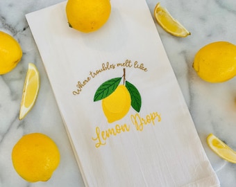 Lemon Embroidery Design | Kitchen Tea Towel, Farmhouse Decor (Digital)